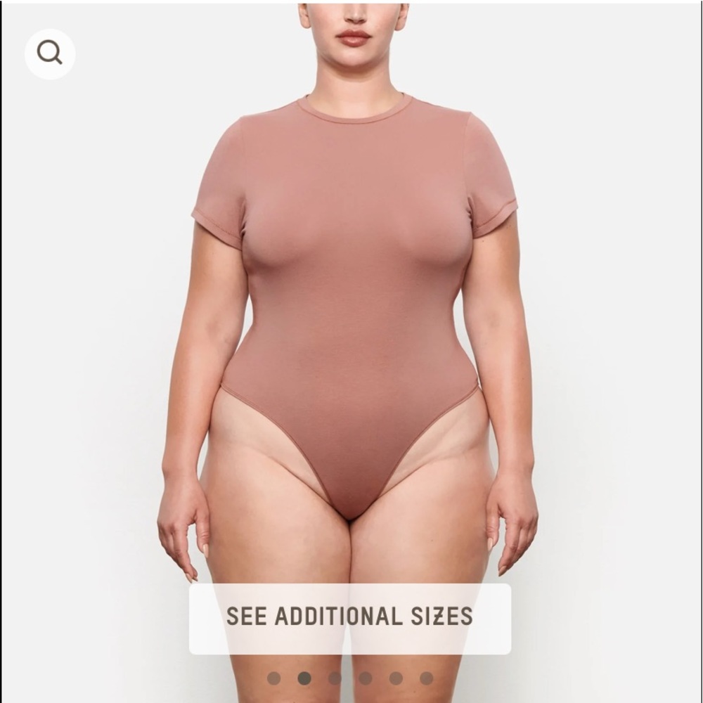 SKIMS Cotton T Shirt Bodysuit color: rose clay